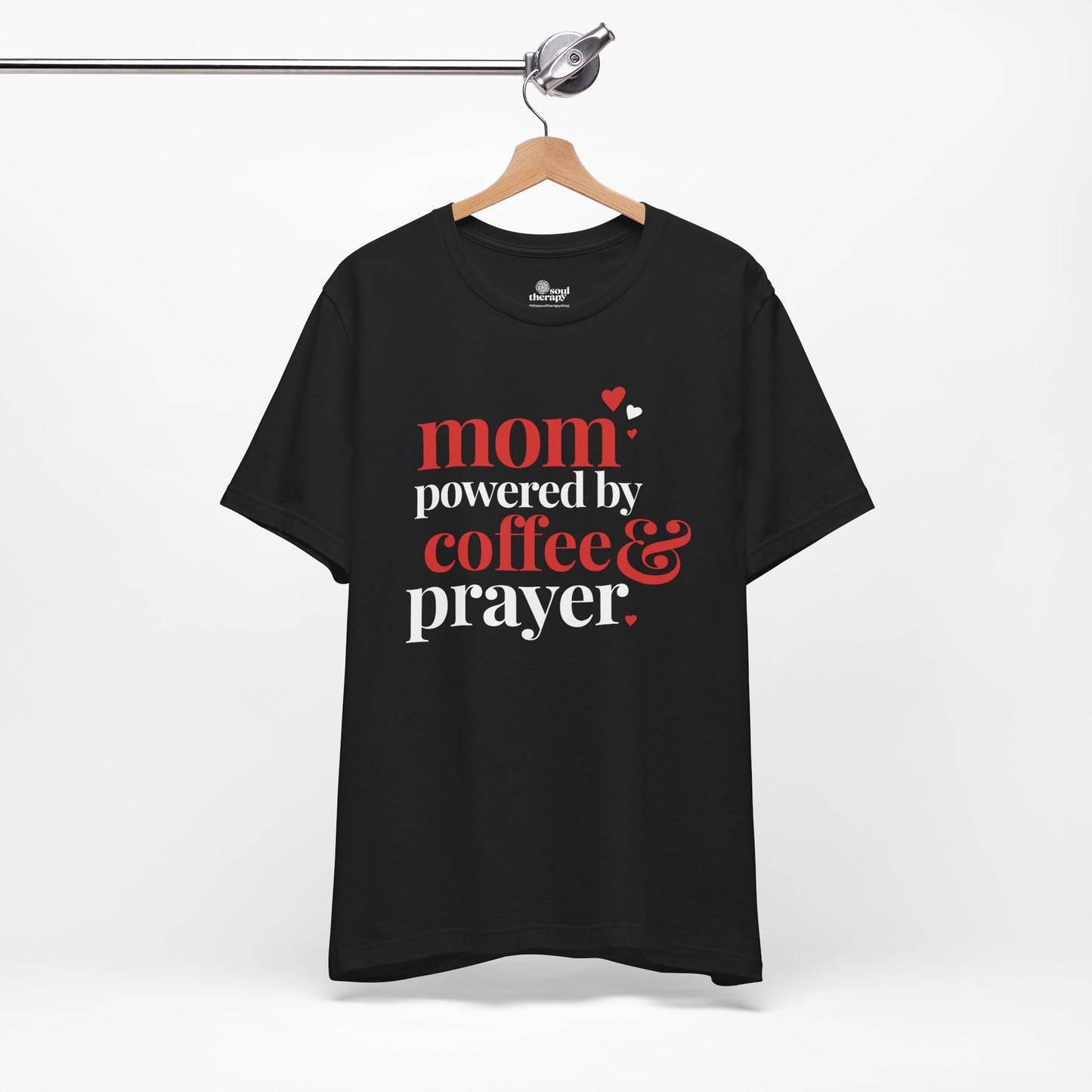 Mom: Powered by Coffee & Prayer Comfort Tee