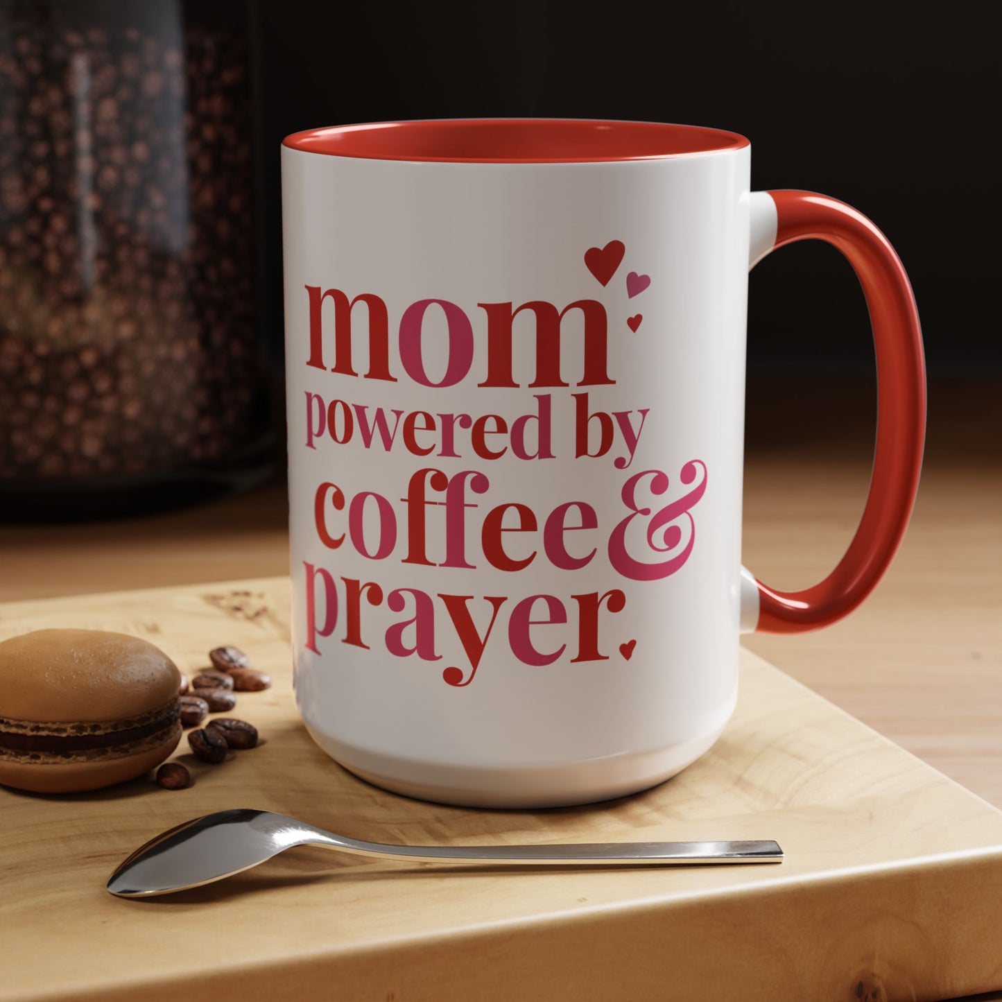 Mom: Powered by Coffee & Prayer Accent Mug
