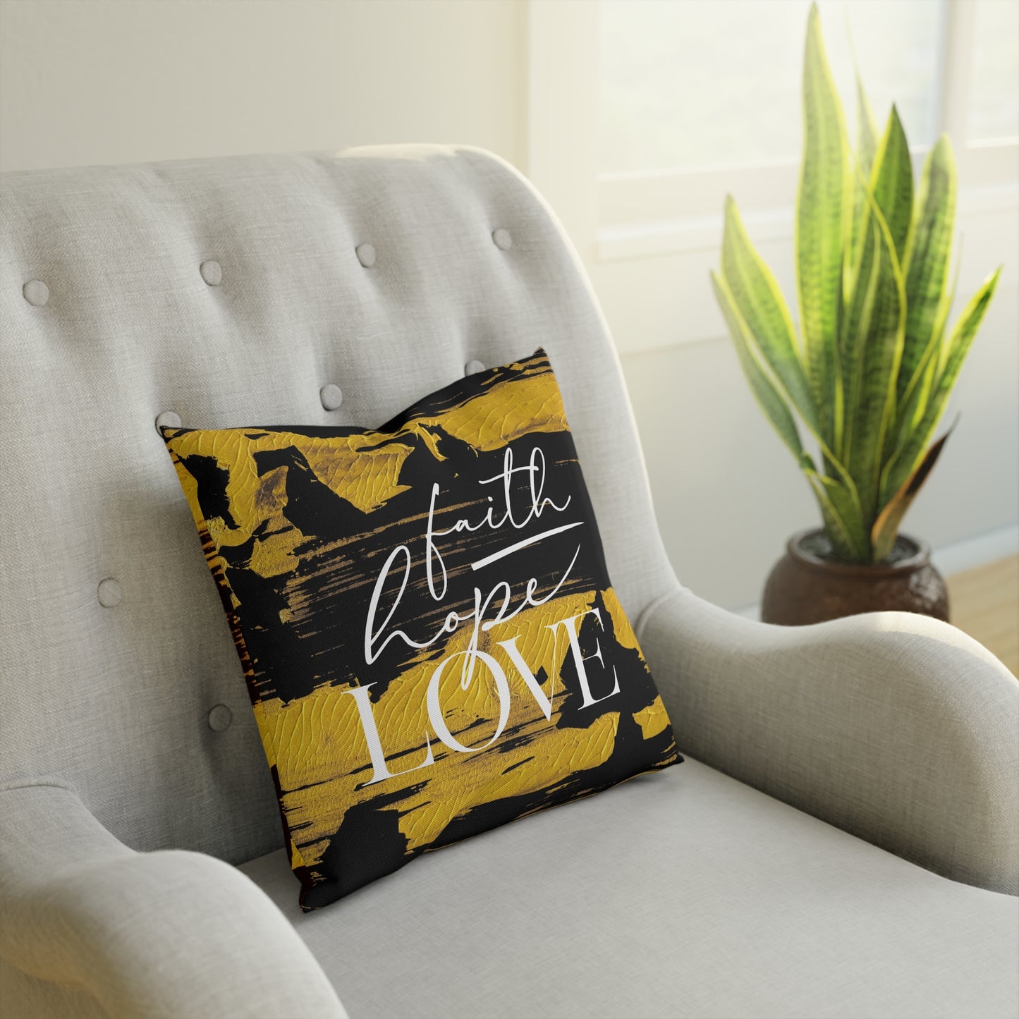 Adira "Faith, Hope, Love" Pillow (black)