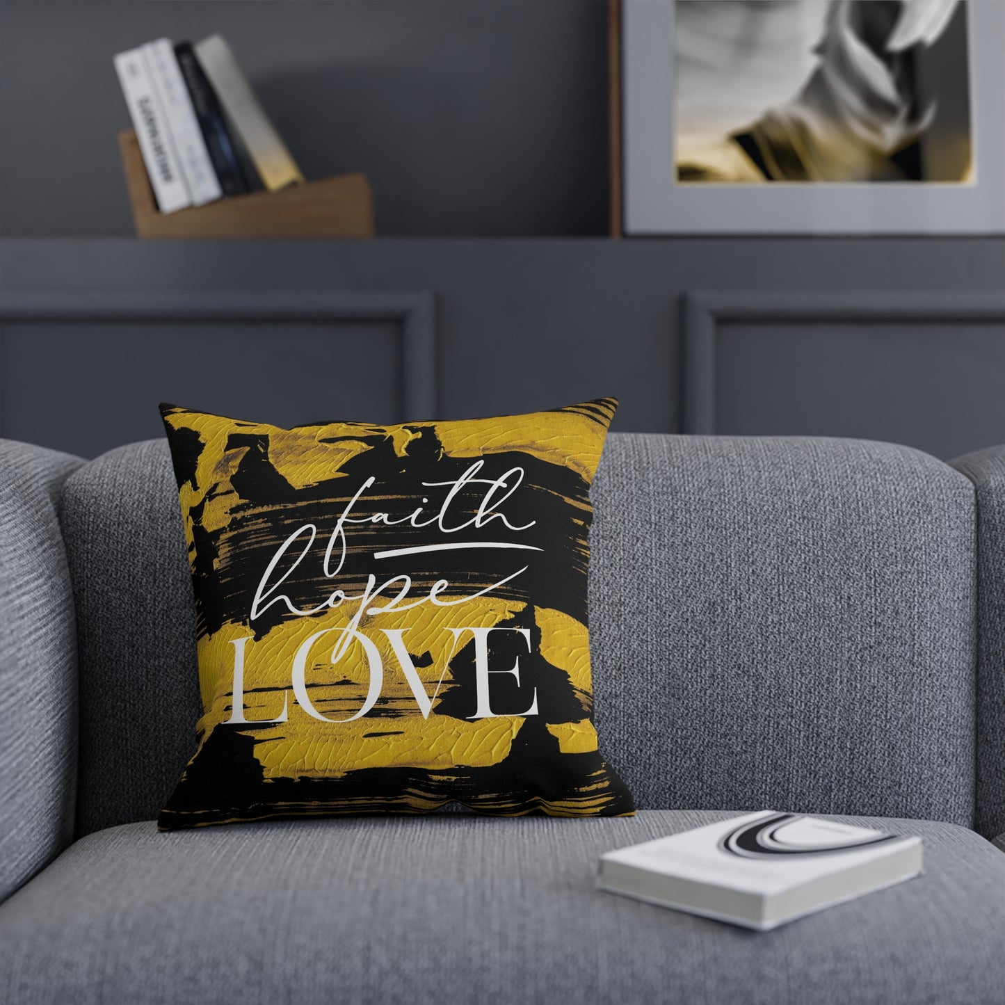 Adira "Faith, Hope, Love" Pillow (black)