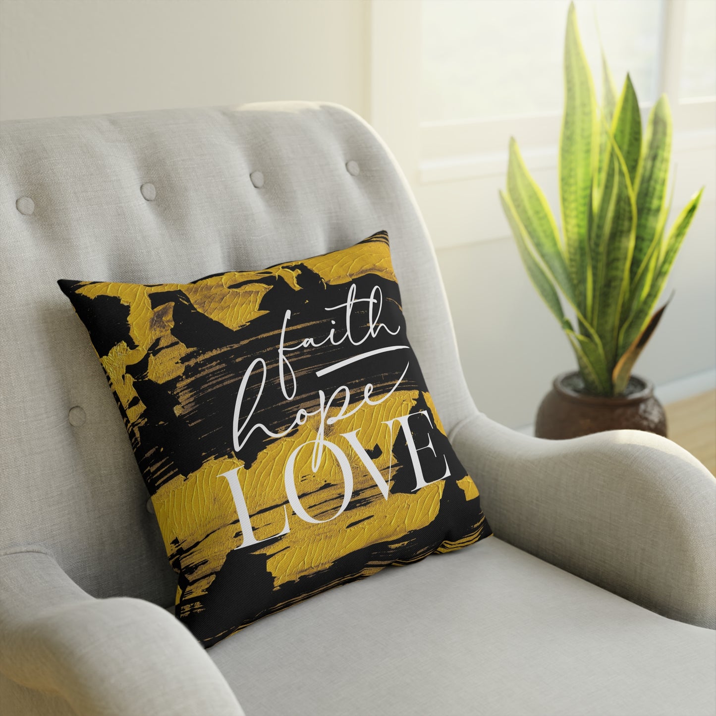 Adira "Faith, Hope, Love" Pillow (black)