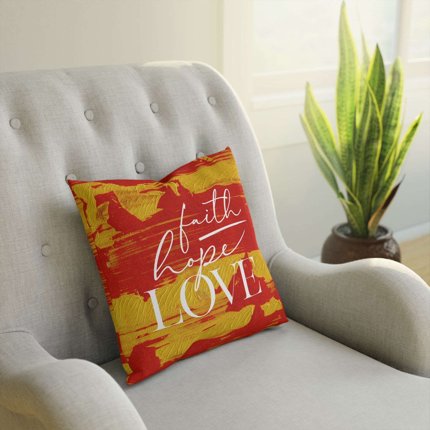 Adira "Faith, Hope, Love" Pillow (red)