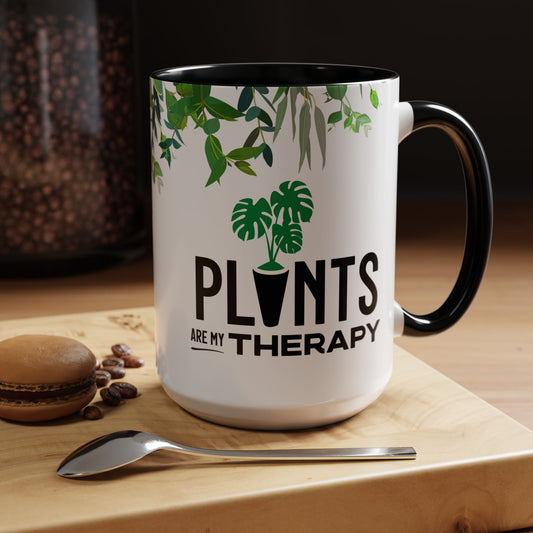 Plants Are My Therapy Accent Mug