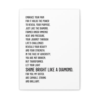 Shine Bright Like a Diamond Canvas Wall Art (text)