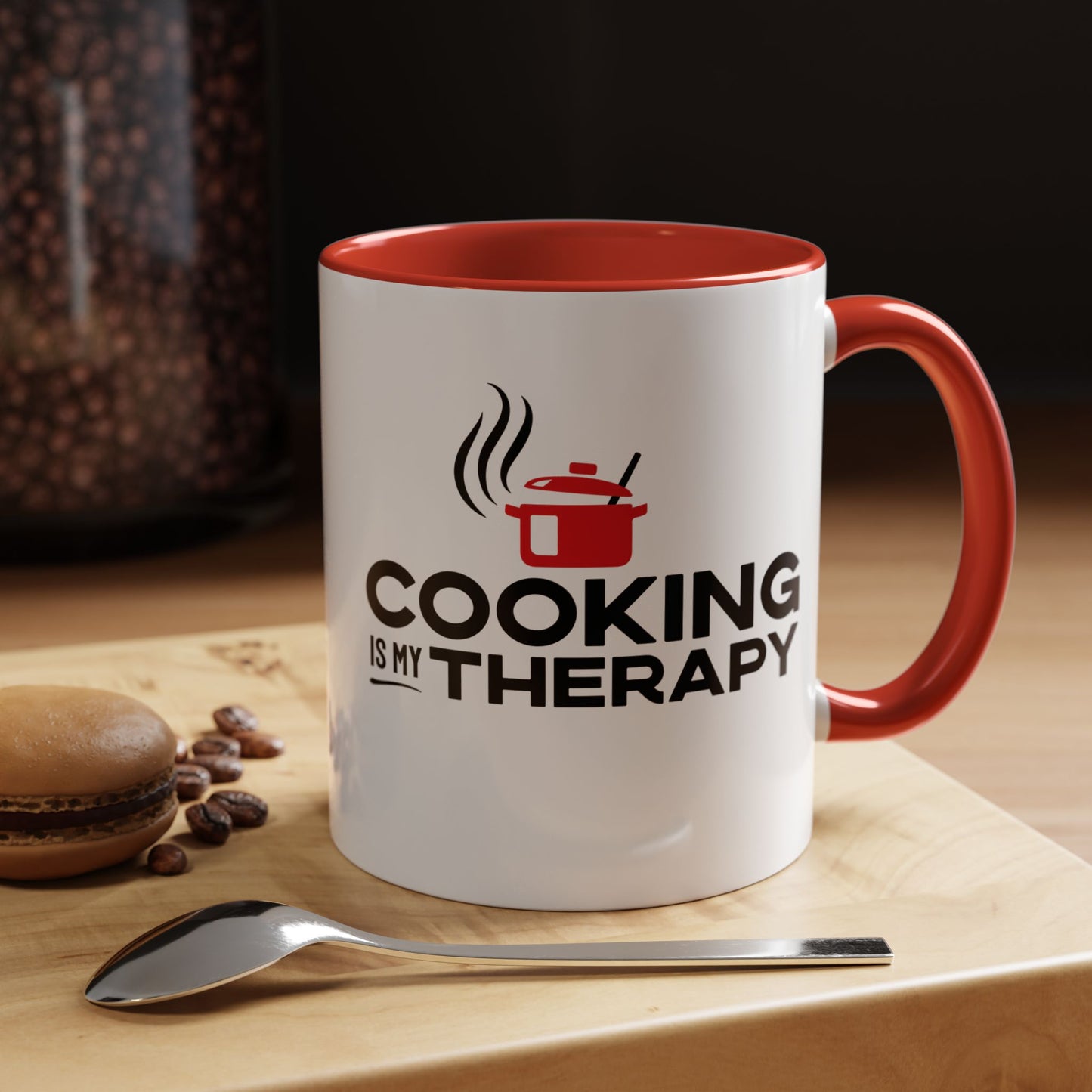 Cooking is My Therapy Accent Mug