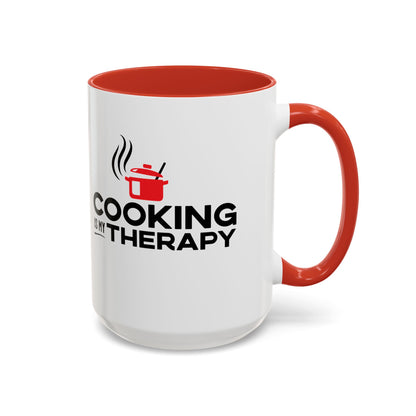Cooking is My Therapy Accent Mug