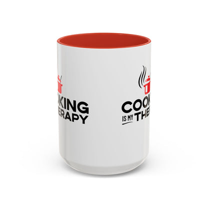 Cooking is My Therapy Accent Mug