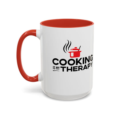 Cooking is My Therapy Accent Mug