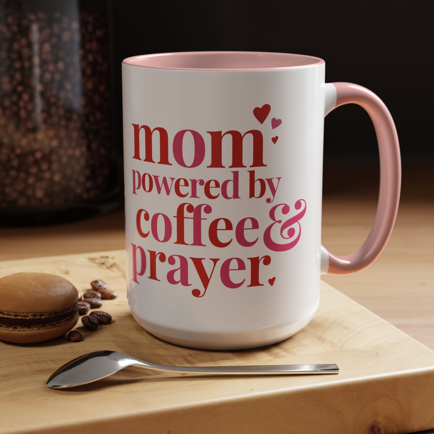 Mom: Powered by Coffee & Prayer Accent Mug