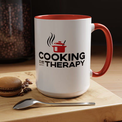 Cooking is My Therapy Accent Mug