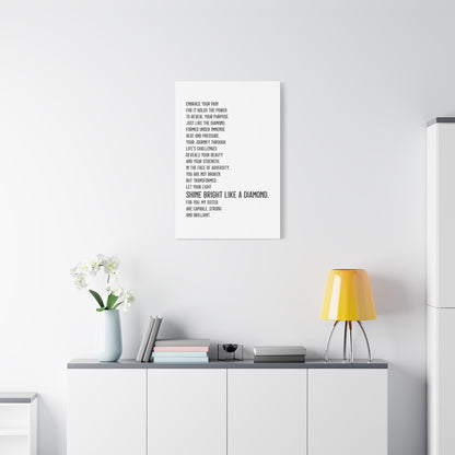 Shine Bright Like a Diamond Canvas Wall Art (text)