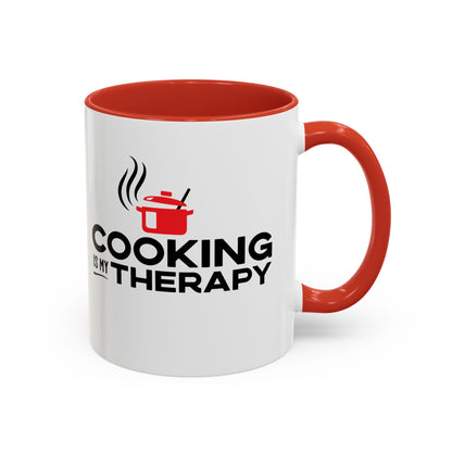 Cooking is My Therapy Accent Mug