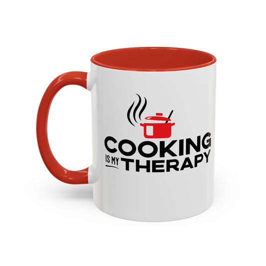Cooking is My Therapy Accent Mug